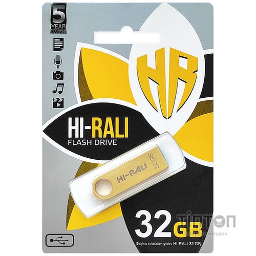 USB флеш накопичувач Hi-Rali 32GB Shuttle Series Gold USB 2.0 (HI-32GBSHGD)