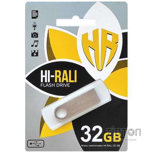 USB флеш накопичувач Hi-Rali 32GB Shuttle Series Silver USB 2.0 (HI-32GBSHSL)