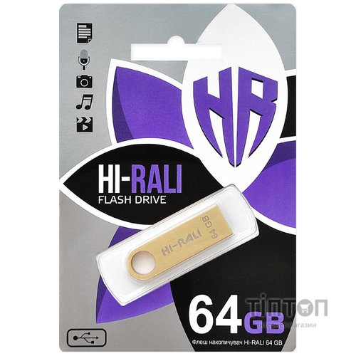 USB флеш накопичувач Hi-Rali 64GB Shuttle Series Gold USB 2.0 (HI-64GBSHGD)