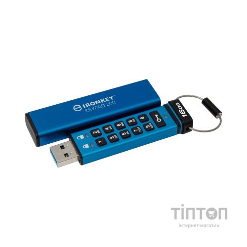 USB флеш накопичувач Kingston 16GB IronKey Keypad 200 Blue USB 3.2 (IKKP200/16GB)