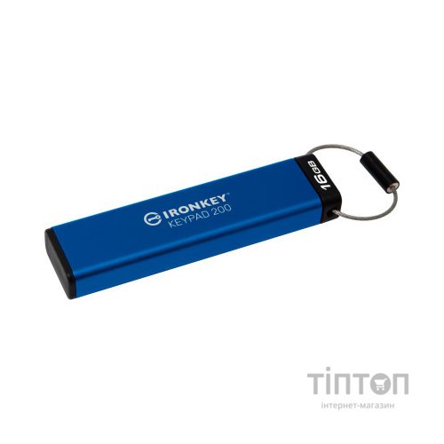 USB флеш накопичувач Kingston 16GB IronKey Keypad 200 Blue USB 3.2 (IKKP200/16GB)