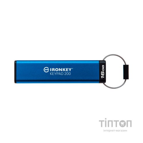 USB флеш накопичувач Kingston 16GB IronKey Keypad 200 Blue USB 3.2 (IKKP200/16GB)