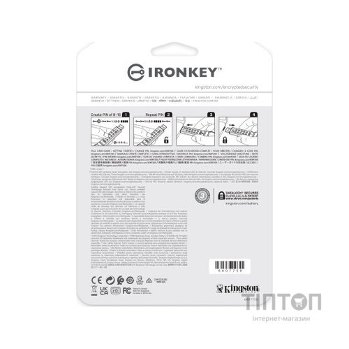 USB флеш накопичувач Kingston 16GB IronKey Keypad 200 Blue USB 3.2 (IKKP200/16GB)