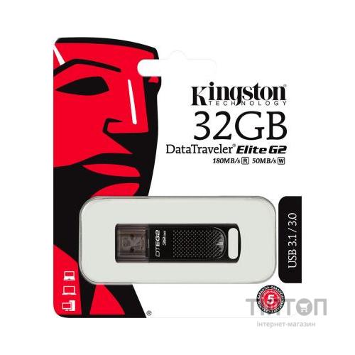USB флеш накопичувач Kingston 32GB DataTraveler Elite G2 Metal Black USB 3.1 (DTEG2/32GB)