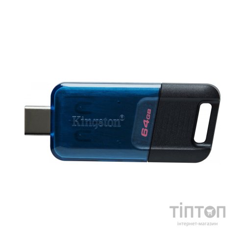 USB флеш накопичувач Kingston 64GB DataTraveler 80 M USB-C 3.2 Blue/Black (DT80M/64GB)