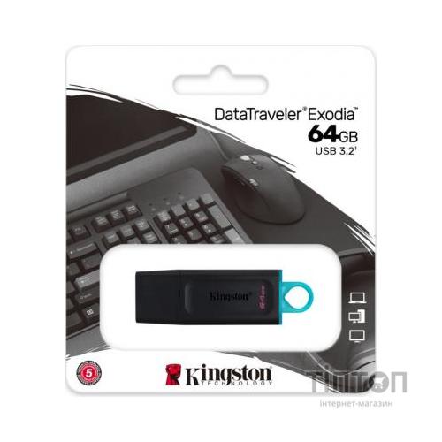USB флеш накопичувач Kingston 64GB DataTraveler Exodia Black/Teal USB 3.2 (DTX/64GB)