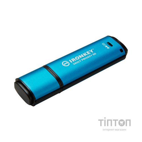 USB флеш накопичувач Kingston 64GB IronKey Vault Privacy 50 Blue USB 3.2 (IKVP50/64GB)