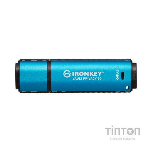 USB флеш накопичувач Kingston 64GB IronKey Vault Privacy 50 Blue USB 3.2 (IKVP50/64GB)