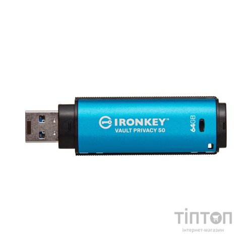 USB флеш накопичувач Kingston 64GB IronKey Vault Privacy 50 Blue USB 3.2 (IKVP50/64GB)