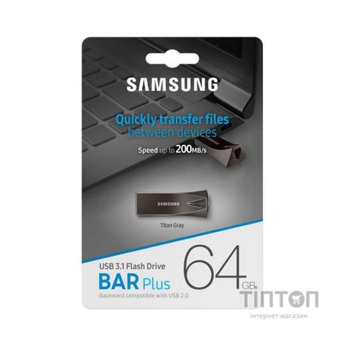USB флеш накопичувач Samsung 64GB Bar Plus Black USB 3.1 (MUF-64BE4/APC)