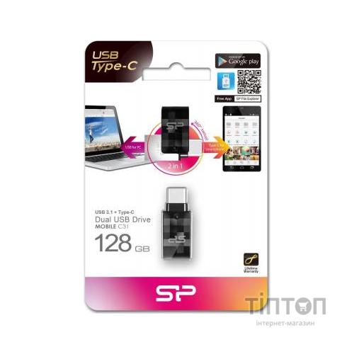 USB флеш накопичувач Silicon Power 128GB C31 Silver USB 3.1/Type C (SP128GBUC3C31V1K)