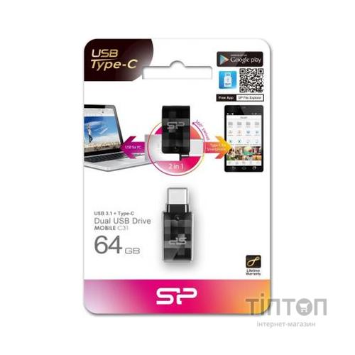 USB флеш накопичувач Silicon Power 64GB Mobile C31 USB 3.1 / USB Type-C (SP064GBUC3C31V1K)