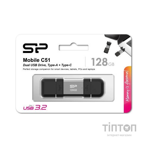 USB флеш накопичувач Silicon Power USB 128G SILICON POWER usb3.2+TypeC Mobile C51 (SP128GBUC3C51V1S)