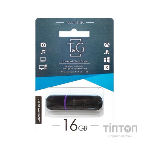 USB флеш накопичувач T&G 16GB 012 Classic Series Black USB 2.0 (TG012-16GBBK)