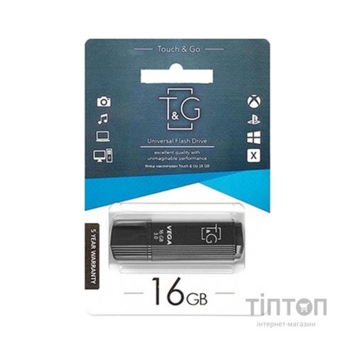 USB флеш накопичувач T&G 16GB 121 Vega Series Black USB 2.0 (TG121-16GBBK)
