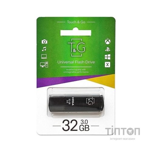 USB флеш накопичувач T&G 32GB 121 Vega Series Black USB 3.0 (TG121-32GB3BK)