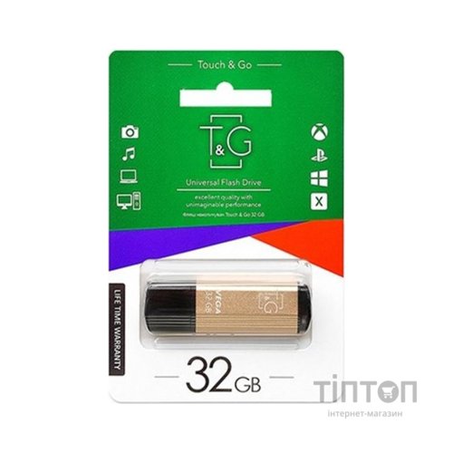USB флеш накопичувач T&G 32GB 121 Vega Series Gold USB 2.0 (TG121-32GBGD)