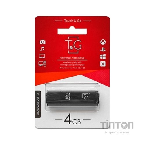 USB флеш накопичувач T&G 4GB 121 Vega Series Black USB 2.0 (TG121-4GBBK)