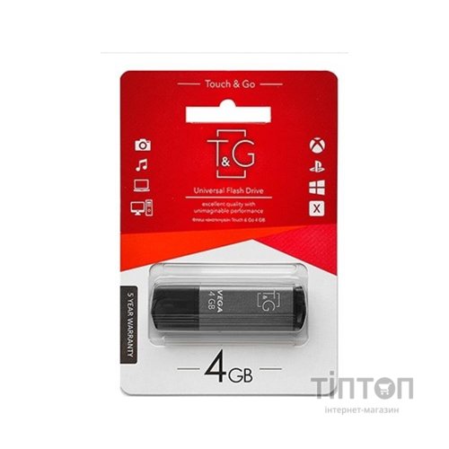 USB флеш накопичувач T&G 4GB 121 Vega Series Grey USB 2.0 (TG121-4GBGY)