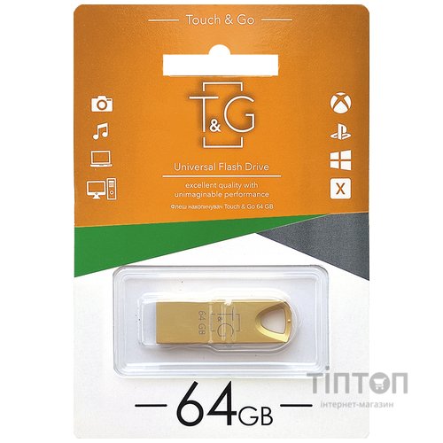 USB флеш накопичувач T&G 64GB 117 Metal Series Gold USB 2.0 (TG117GD-64G)
