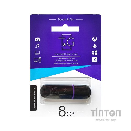 USB флеш накопичувач T&G 8GB 012 Classic Series Black USB 2.0 (TG012-8GBBK)