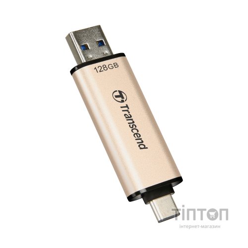 USB флеш накопичувач Transcend 128GB JetFlash 930 Gold-Black USB 3.2/Type-C (TS128GJF930C)