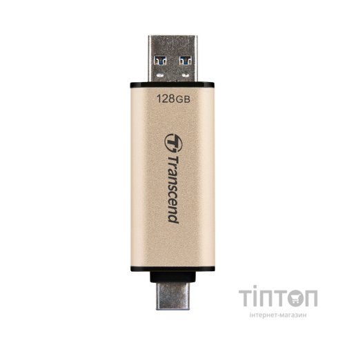 USB флеш накопичувач Transcend 128GB JetFlash 930 Gold-Black USB 3.2/Type-C (TS128GJF930C)