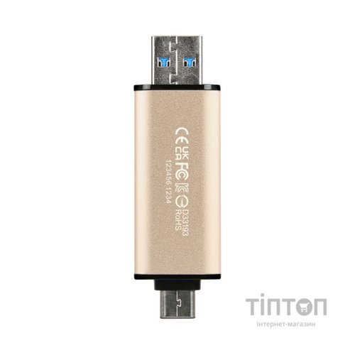 USB флеш накопичувач Transcend 128GB JetFlash 930 Gold-Black USB 3.2/Type-C (TS128GJF930C)