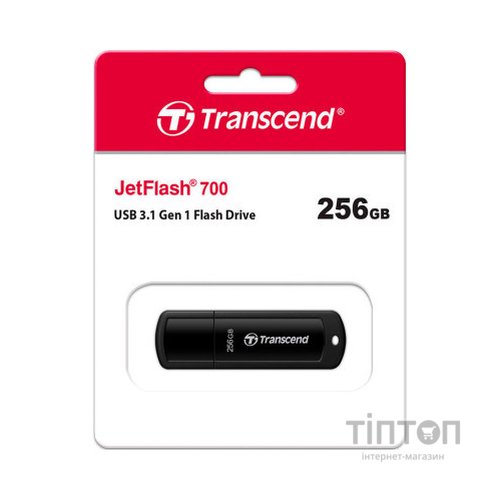 USB флеш накопичувач Transcend 256GB JetFlash 700 Black USB 3.1 (TS256GJF700)