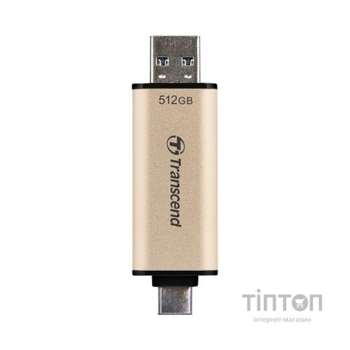 USB флеш накопичувач Transcend 512GB JetFlash 930C Gold-Black USB 3.2/Type-C (TS512GJF930C)