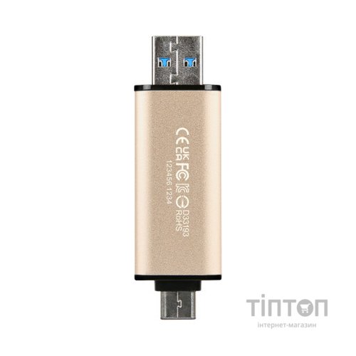 USB флеш накопичувач Transcend 512GB JetFlash 930C Gold-Black USB 3.2/Type-C (TS512GJF930C)