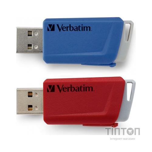 USB флеш накопичувач Verbatim 2x32GB Store 'n' Click Red/Blue USB 3.2 (49308)