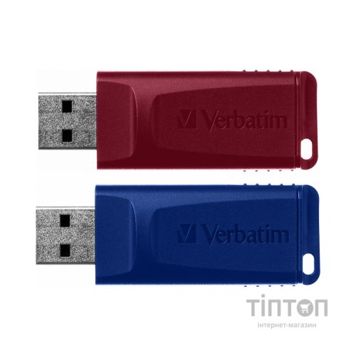 USB флеш накопичувач Verbatim 2x32GB Store'n'Go Slider Red/Blue USB 2.0 (49327)