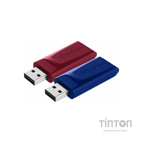 USB флеш накопичувач Verbatim 2x32GB Store'n'Go Slider Red/Blue USB 2.0 (49327)
