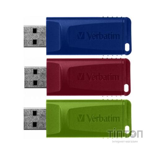 USB флеш накопичувач Verbatim 3x16GB Slider Red/Blue/Green USB 2.0 (49326)
