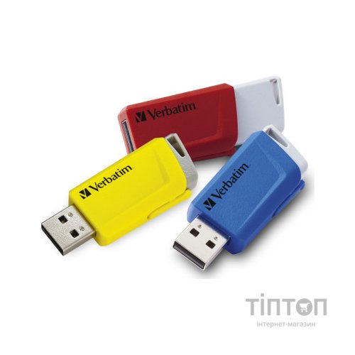 USB флеш накопичувач Verbatim 3x16GB Store 'n' Click Red/Blue/Yellow USB 3.2 (49306)