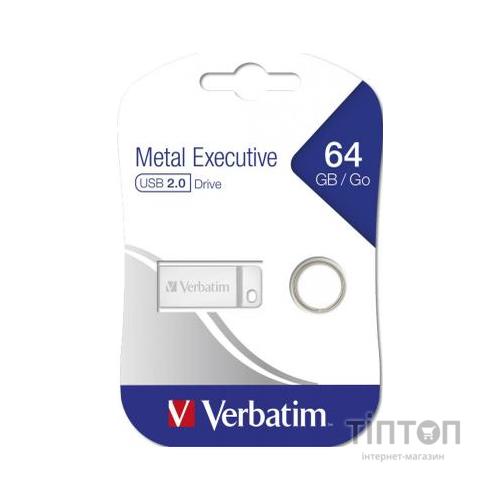 USB флеш накопичувач Verbatim 64GB Metal Executive Silver USB 2.0 (98750)