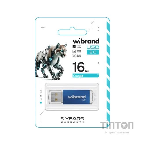 USB флеш накопичувач Wibrand 16GB Cougar Blue USB 2.0 (WI2.0/CU16P1U)