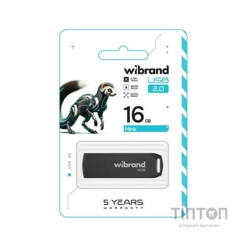 USB флеш накопичувач Wibrand 16GB Mink Black USB 2.0 (WI2.0/MI16P4B)