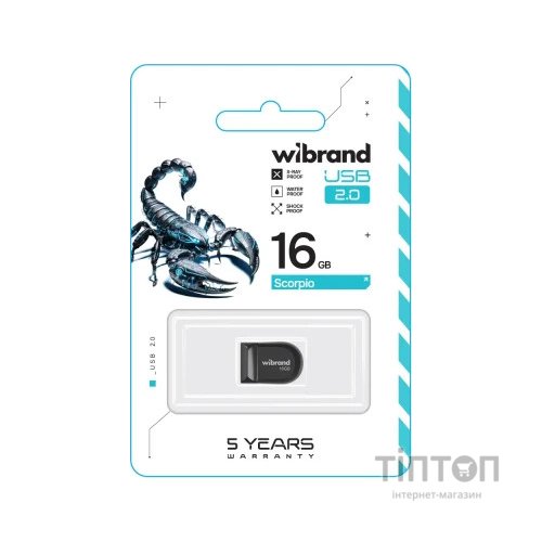 USB флеш накопичувач Wibrand 16GB Scorpio Black USB 2.0 (WI2.0/SC16M3B)