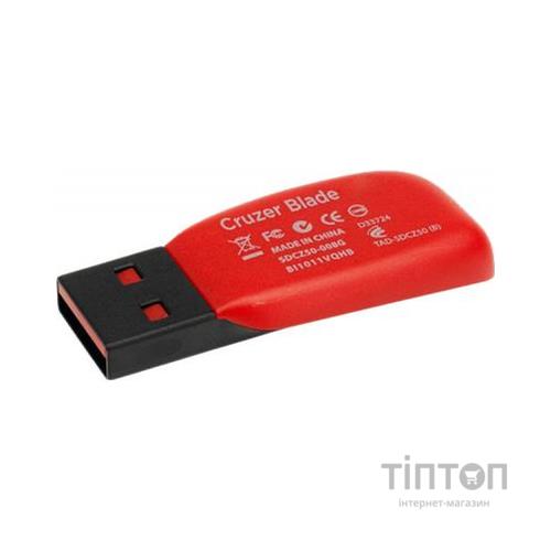 USB флеш SanDisk 128GB Cruzer Blade чорний/червоний