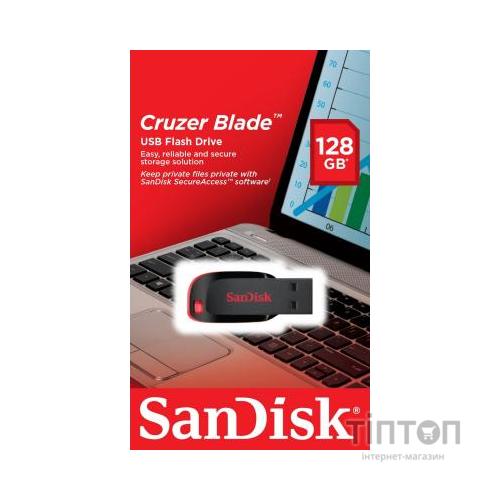 USB флеш SanDisk 128GB Cruzer Blade чорний/червоний