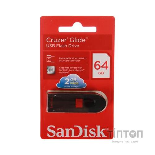 USB флеш Sandisk Cruzer Glide 64 Gb USB 3.0 чорний