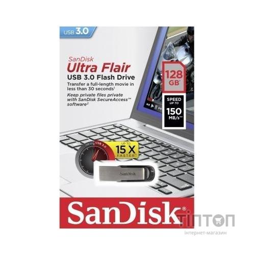 USB флеш Sandisk Ultra Flair 128 Gb чорний