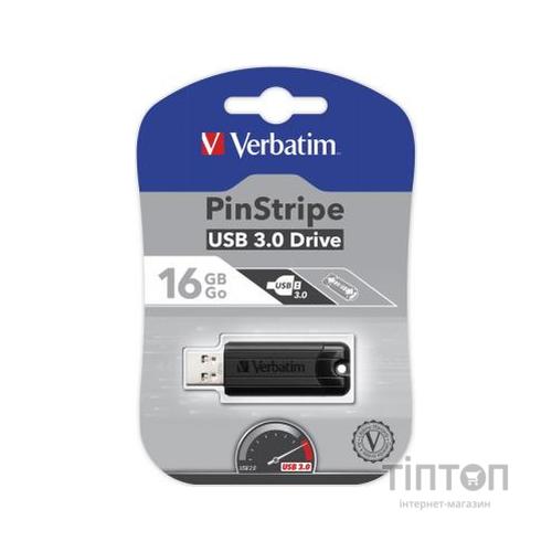USB флеш Verbatim 16GB PinStripe Black USB 3.0