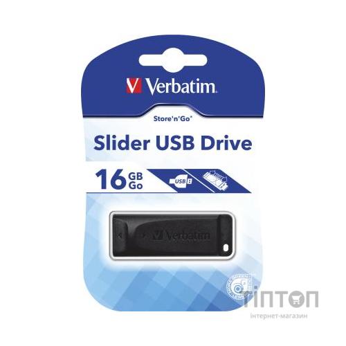 USB флеш Verbatim 16GB Slider чорний