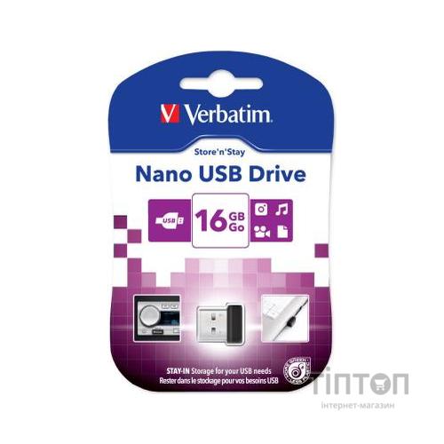 USB флеш Verbatim 16GB Store 'n' Stay Nano Black