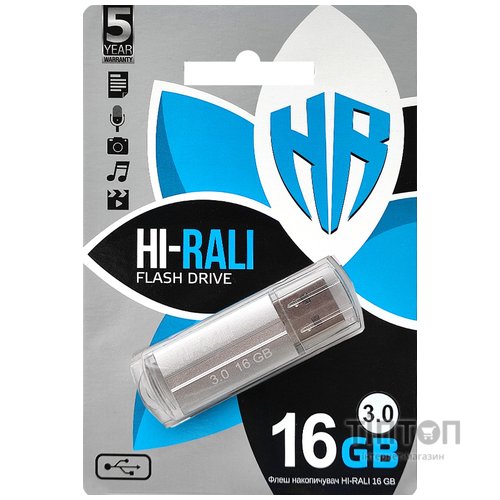 USB флеш накопичувач Hi-Rali 16GB Corsair Series Silver USB 3.0 (HI-16GB3CORSL)