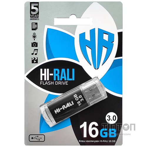 USB флеш накопичувач Hi-Rali 16GB Rocket Series Black USB 2.0 (HI-16GB3VCBK)