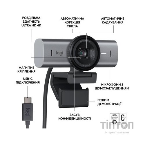 Веб-камера Logitech MX Brio 4K Graphite (960-001559)